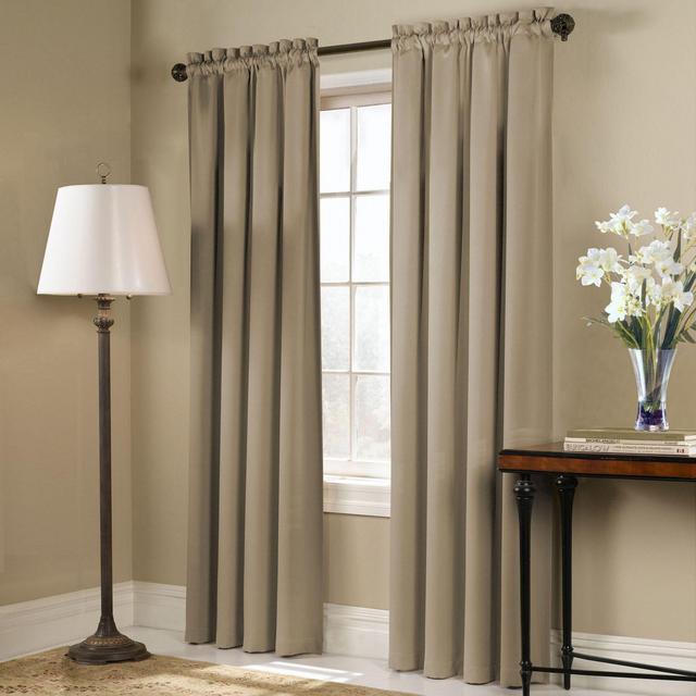 Blackstone 45-Inch Rod Pocket Room Darkening Window Curtain Panel in Taupe