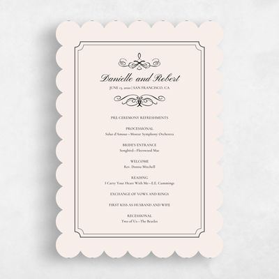 Beige Scalloped Wedding Program - Malta