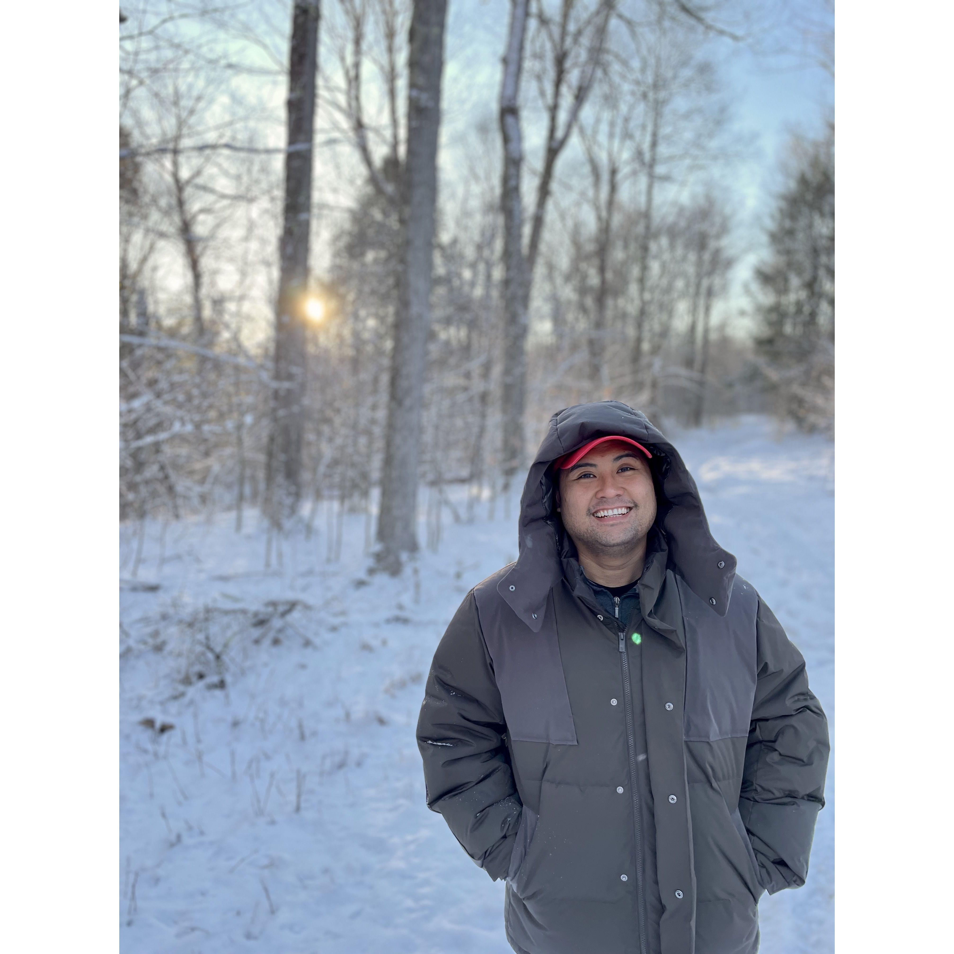 our first poconos trip. we rented a cabin for a few days and went hiking in the snow