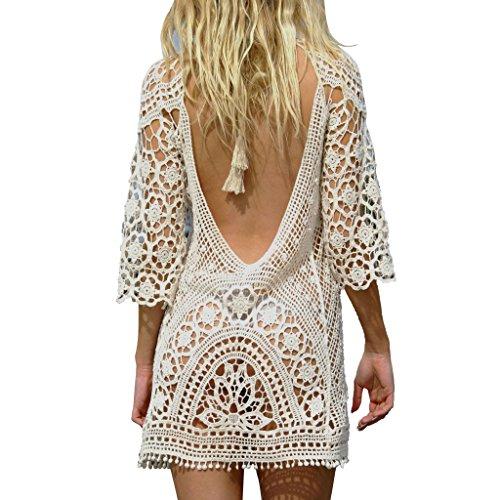 Jeasona Women’s Bathing Suit Cover Up Crochet Lace Bikini Swimsuit Dress