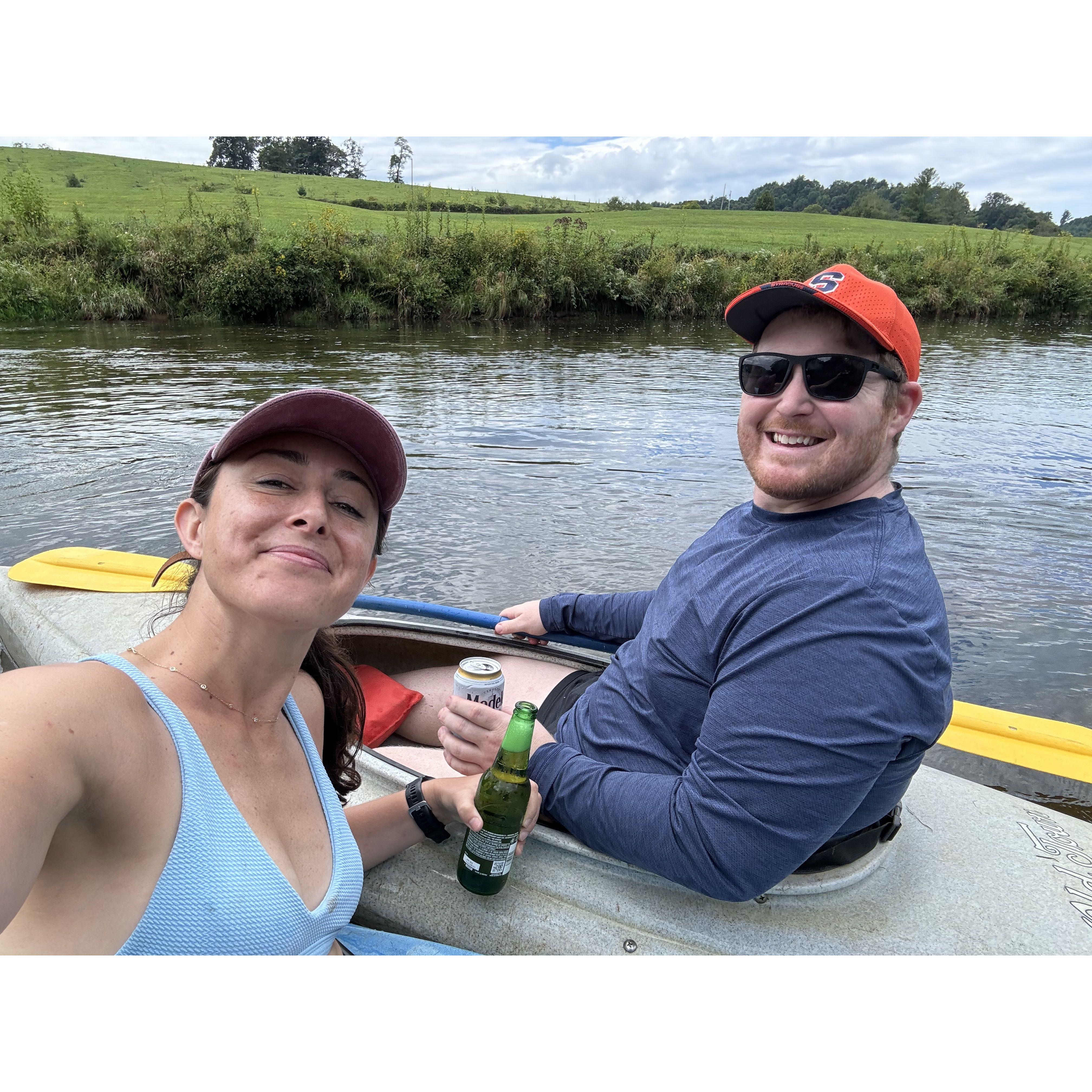 kayaking down the New River