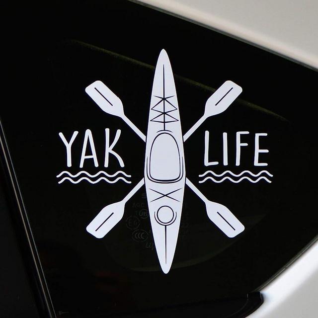 Byzee Yak Life Kayaking Decal | 5.5" Premium Die Cut Exterior Grade Automotive Vinyl for Car or Truck Window, Bumper Sticker or Boat Graphic | Camping Gift Idea for Kayak, Canoe, Paddle Boarding Friend