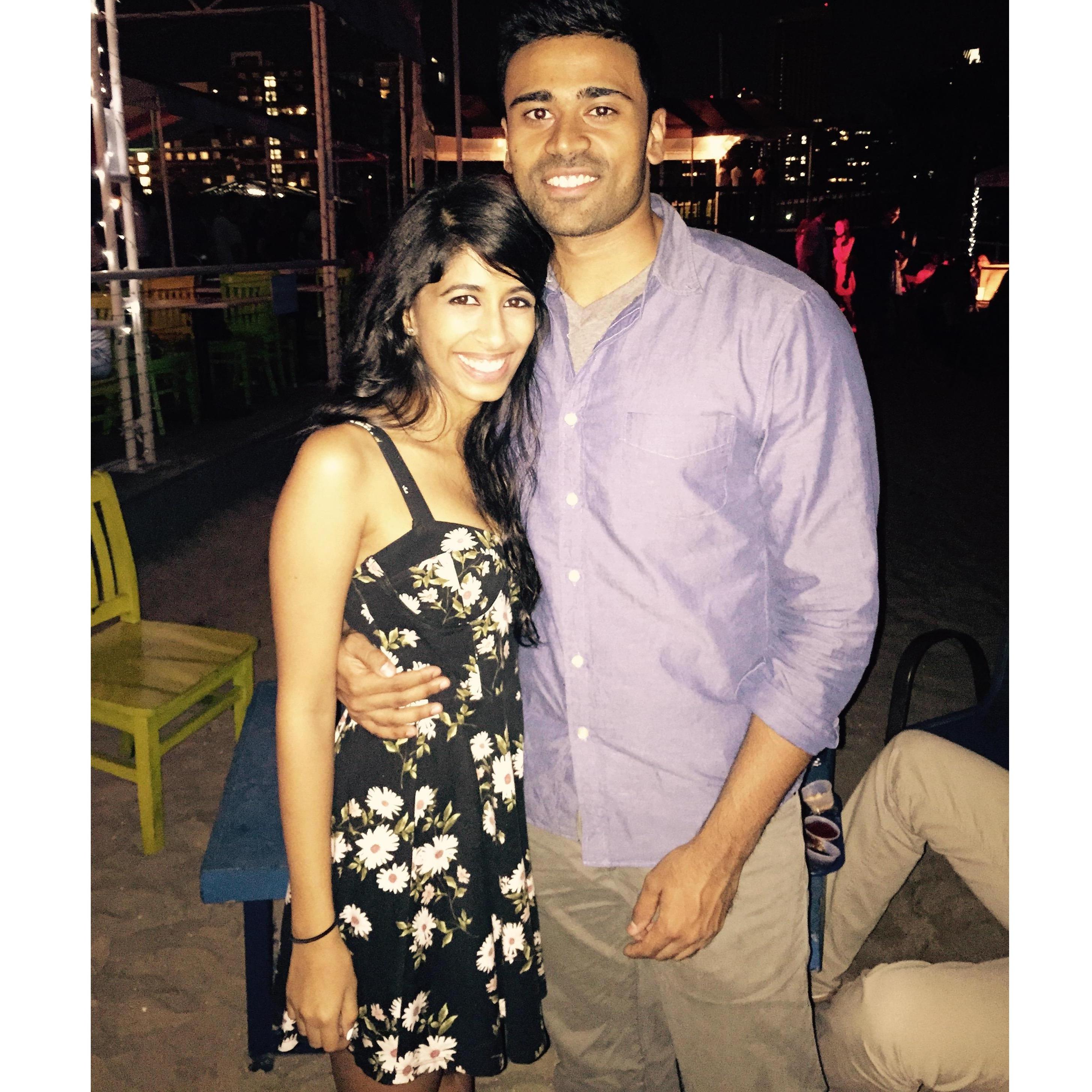 Our first photo together, and the first time he met my friends