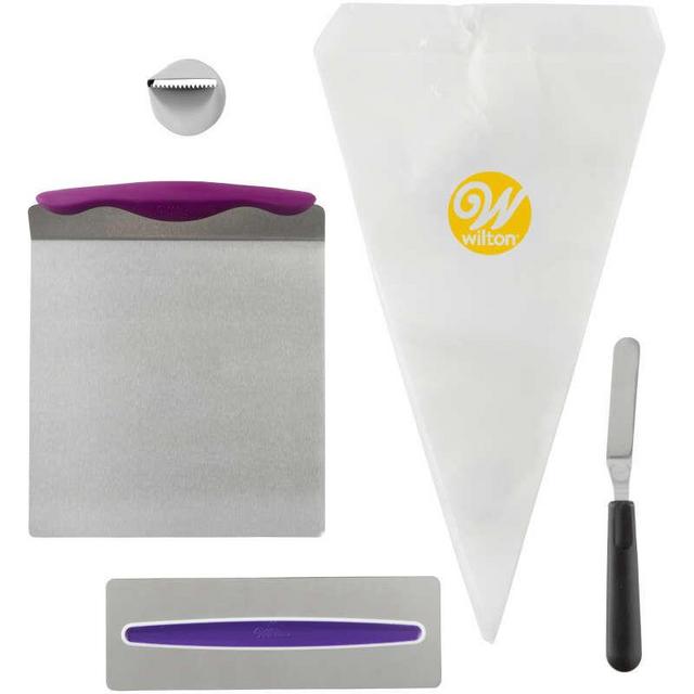 Cake Decorating Kit for Beginners - Lifter, Spatula, Icing Tip/Smoother, and Disposable Decorating Bags