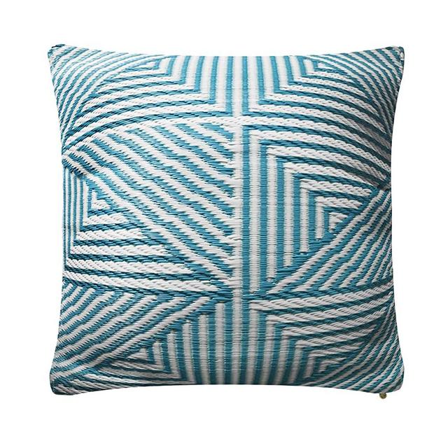 Fab Habitat Outdoor Premium Recycled Plastic Pillow - Waterproof, Fade Resistant - Modern Geometric - Patio, Porch, Deck, Balcony - Tokyo - Teal - 16.5" x 16.5"