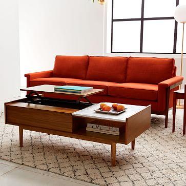 Mid-Century Pop-Up Storage Coffee Table – Walnut