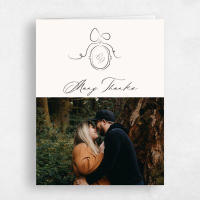 Beige Whimsical Wedding Thank You - Lucille Photo
