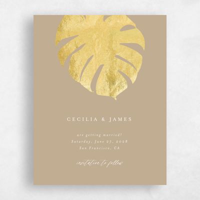 Tan, Brown Wedding Save the Date - Maui Classic Foil