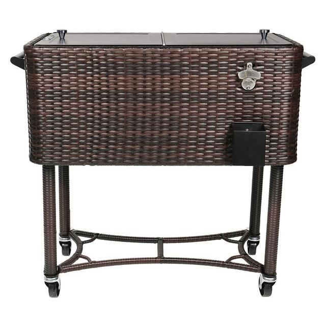 Wicker Stand-Up Cooler with Bottle Opener, Brown