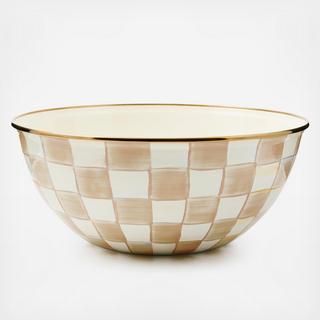 Mocha Check Stainless Steel Everyday Bowl