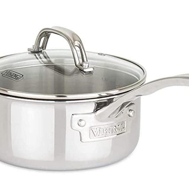 Viking 3-Ply Stainless Steel Sauce Pan with Glass Lid, 1.5 Quart