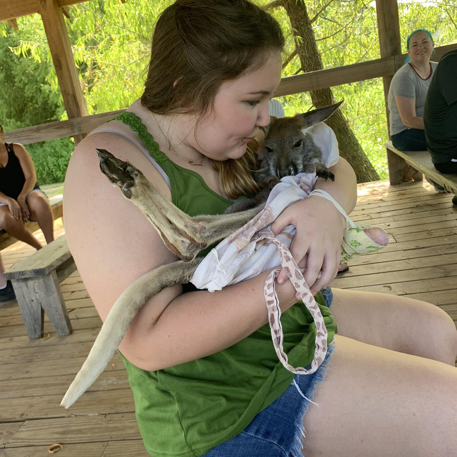 For our anniversary this year, Evan surprised Ari with a trip to a Wildlife Sanctuary. We got to hold a baby kangaroo & feed sloths! 8.21.21.