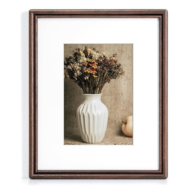 RICHFOCUS 8x10 Picture Frame, Natural USA-Sourced Solid Walnut Wood Picture Frame with Tempered Glass, Handcrafted Rounded Corner 8 by 10 Wooden Frame Matted to 5x7 Photo for Wall & Tabletop Display