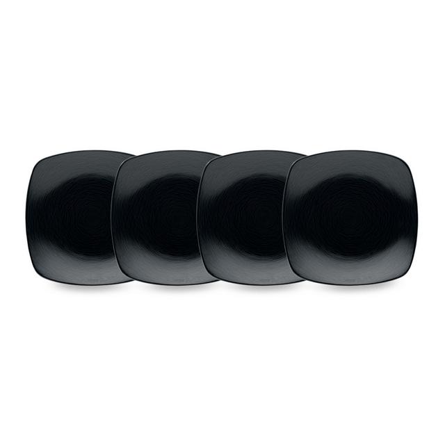 Noritake® Black on Black Swirl Square Appetizer Plates (Set of 4)