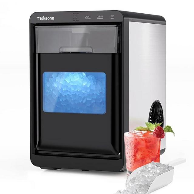 Maksone Nugget Ice Maker Countertop,44lbs/Day,Self-Cleaning ice Machine with Pebble ice,One-Click Operation,for Home/Kitchen/Office