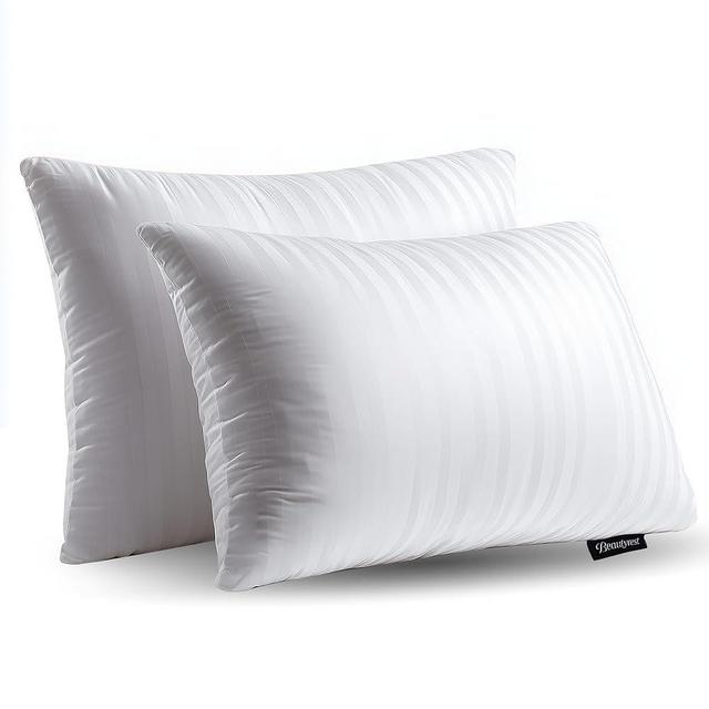 Beautyrest Luxury Goose Feathers Soft, 500 Thread Count Cover 20”x28”, Queen (Pack of 2), Supportive Fluffy Hotel Collection Side and Back Sleepers Bed Pillow, White 2