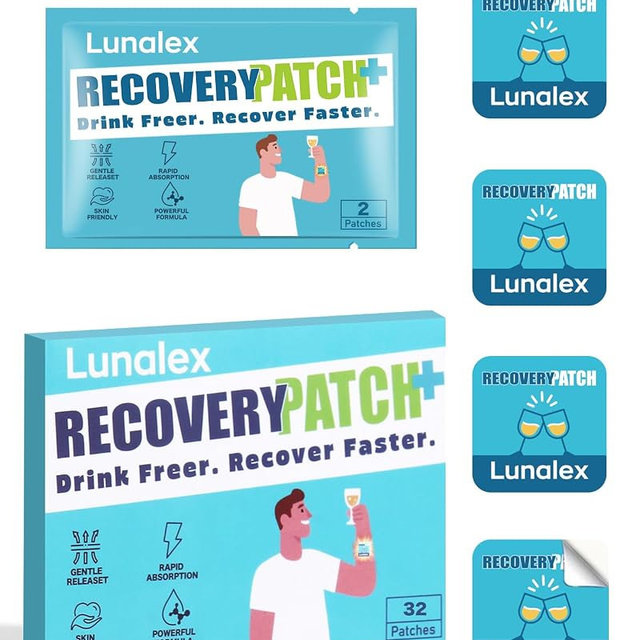 Lunalex Recovery Patch 32 Pack - Wake Up Refreshed & Balanced After Celebration - Plant-Based Formula for Morning Wellness - Bachelorette & Wedding Party Favors - 2 Patches per Sachet, Waterproof