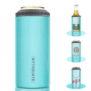 3 in 1 Slim Can Cooler for 12 OZ Skinny Can, Standard Can & Beer Bottle - Keep Cold for 6 Hours - Double Walled Insulated Stainless Steel Vacuum Beverage Can Insulator (Aqua)