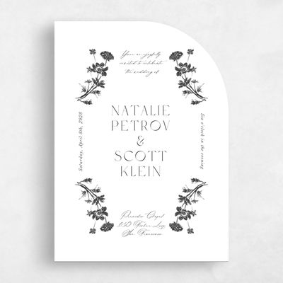 White Half arch Wedding Invitation - Dianora Portrait