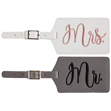Chelmon Mr. and Mrs. Honeymoon Wedding Bridal Shower Gift Cute Luggage Tag Travel Tags (version 1)