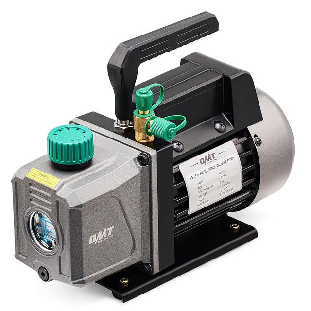 Orion Motor Tech Vacuum Pump, 4.5 cfm 1/3 hp HVAC Single Stage Vacuum Pump for R12 R22 R134a R410a R502, Auto AC Vacuum Pump Kit for Automotive Air Conditioner Resin Degassing & More, Oil Included