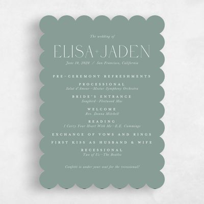 Green Scalloped Wedding Program - Calidore