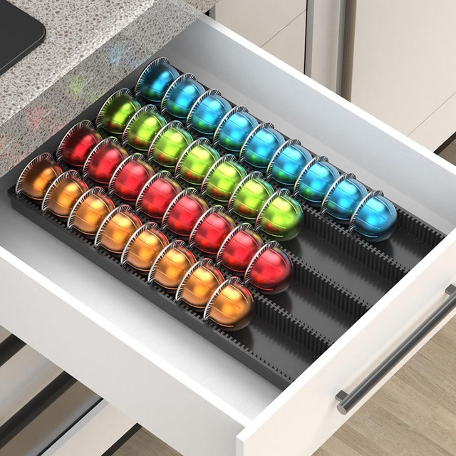 MZLlanyun Coffee Pod Storage Holder ，For Nespresso Vertuo capsules - Premium coffee pod drawer built-in organizer designed for counter use（black）