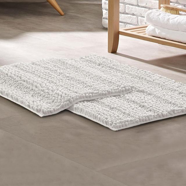 Modern Threads 2 Pack Chenille Noodle Bath Rug, White