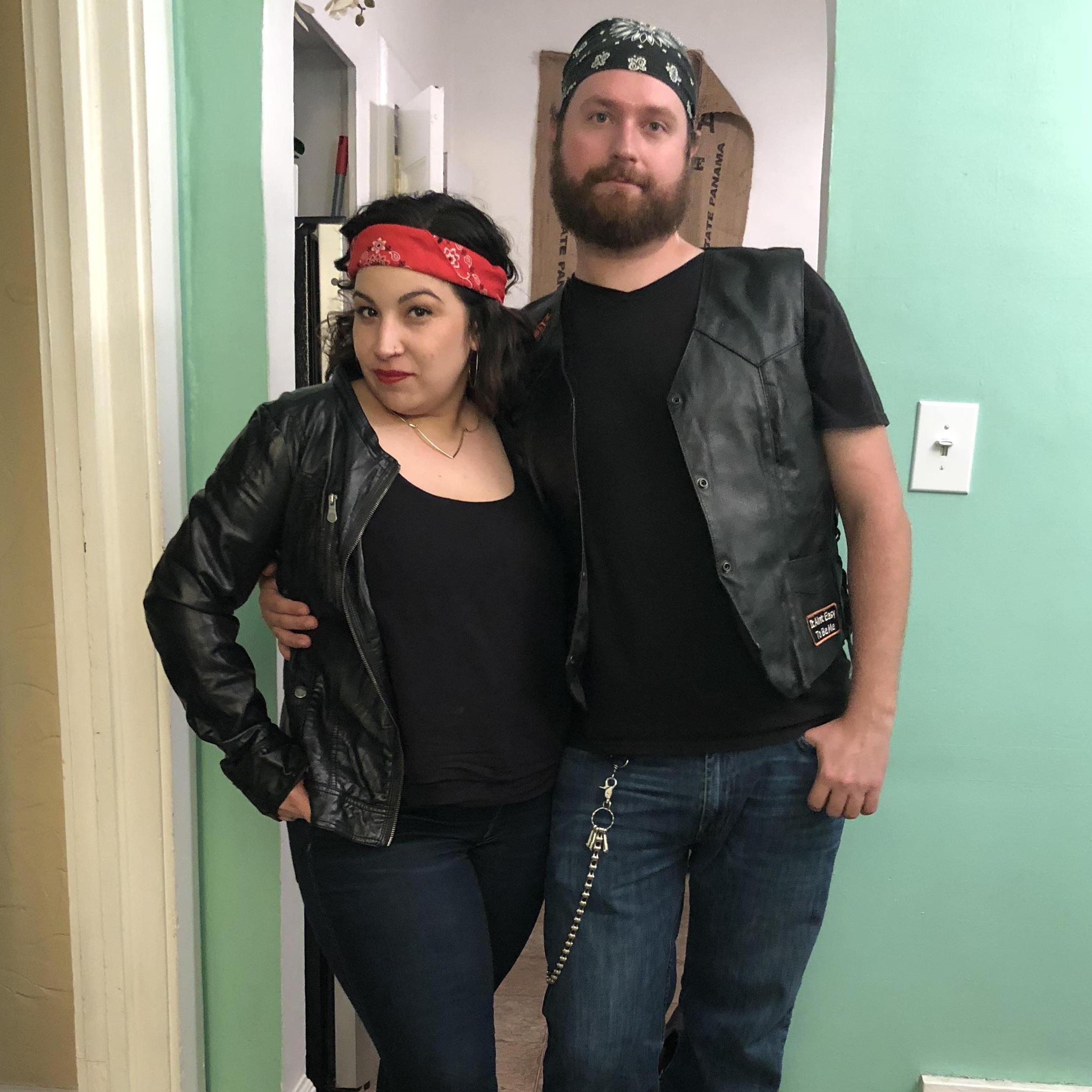 Getting dressed up for a Halloween party!