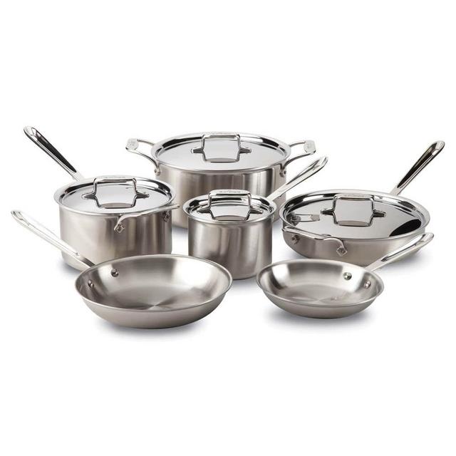 D5 Stainless Brushed 5-ply Bonded Cookware Set, 10 piece Set