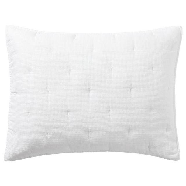 White Belgian Flax Linen Waffle Quilted Shams, Standard, Set of 2