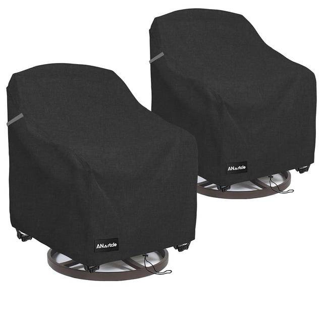 ANartcle Outdoor Swivel Lounge Chair Cover 2 Pack,Waterproof Heavy Duty Lawn Patio Chair Covers,Patio Swivel Chair Covers for Outdoor Furniture (33 W x 35 D x 38.5 H inches) Black.