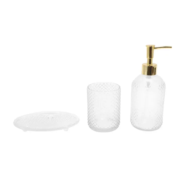 Unique Bargains Reusable Dot Bathroom Accessories Kit Clear 1 Set