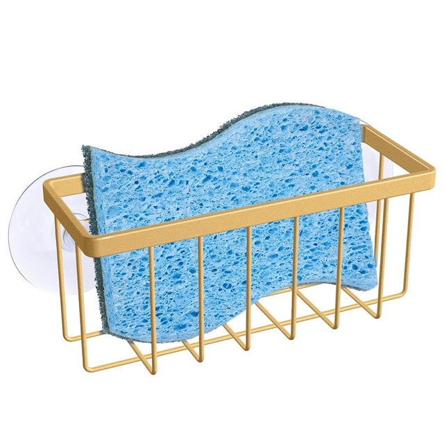 HLOOL Gold Sponge Holder for Kitchen Sink,Kitchen Sink Sponge Holder,Sink Organizer(Gold)