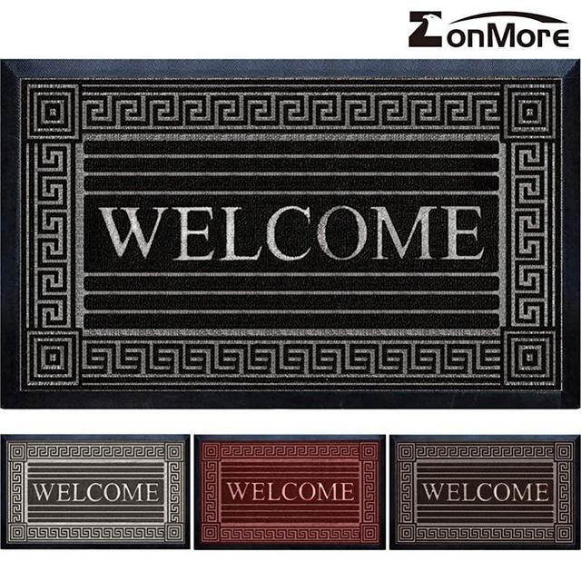 Landgift ZonMore Extremely Durable Doormat - Outdoor Welcome Door Mat Non Slip with Thick Natural Rubber Backing - Indoor Outdoor Sole Dirt Collection - Low-Profile Mats (24" x 36", Black)