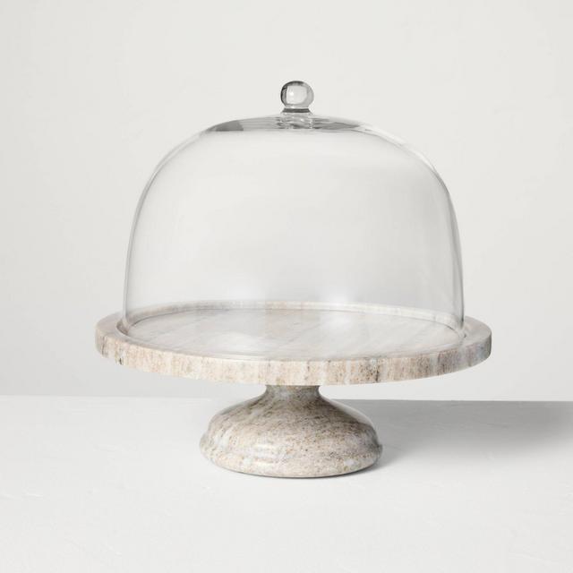 Marble Covered Dessert Pedestal Warm Gray - Hearth & Hand™ with Magnolia
