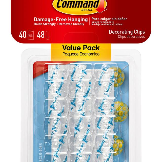 Command Clear Decorating Clips Value Pack, 40 Clips, 48 Strips