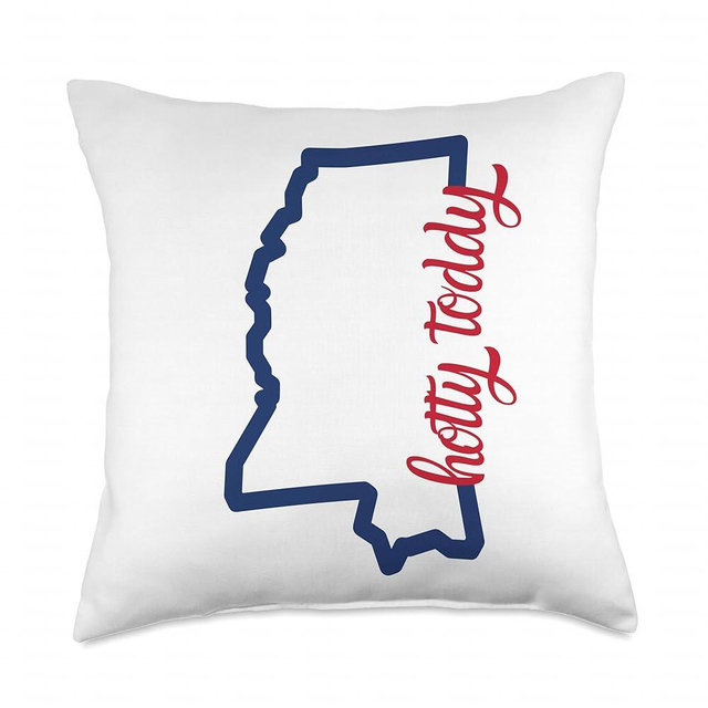 Mississippi Map Hotty Toddy Throw Pillow