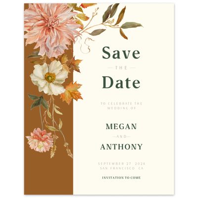 Dark Ochre, Brown Wedding Digital Save the Date - Lysete Portrait