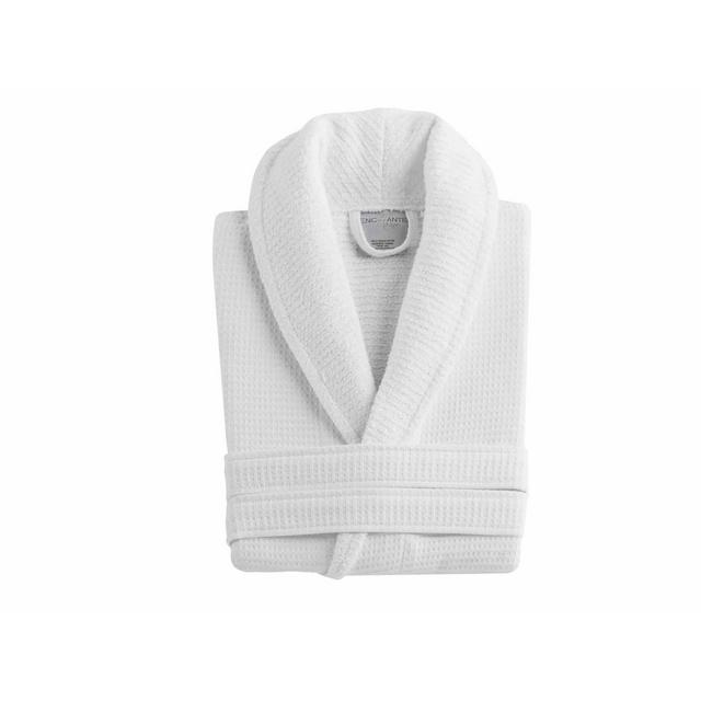 Waffle Turkish 100% Cotton Bathrobe White - Enchante Home