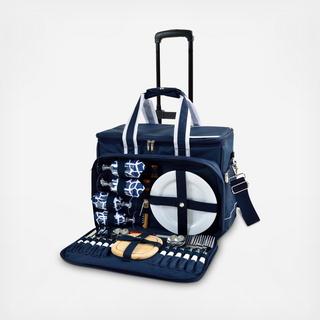 4-Person Equipped Insulated Picnic Set with Detachable Wheels