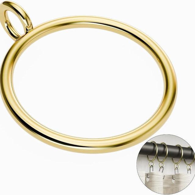 GASRONS 24 Packs Gold Metal Curtain Rings with Eyelets, 1 inch Inner Diameter Drapery Rings Apply for Curtain Rods(Fits Up to 3/4-Inch Rod)