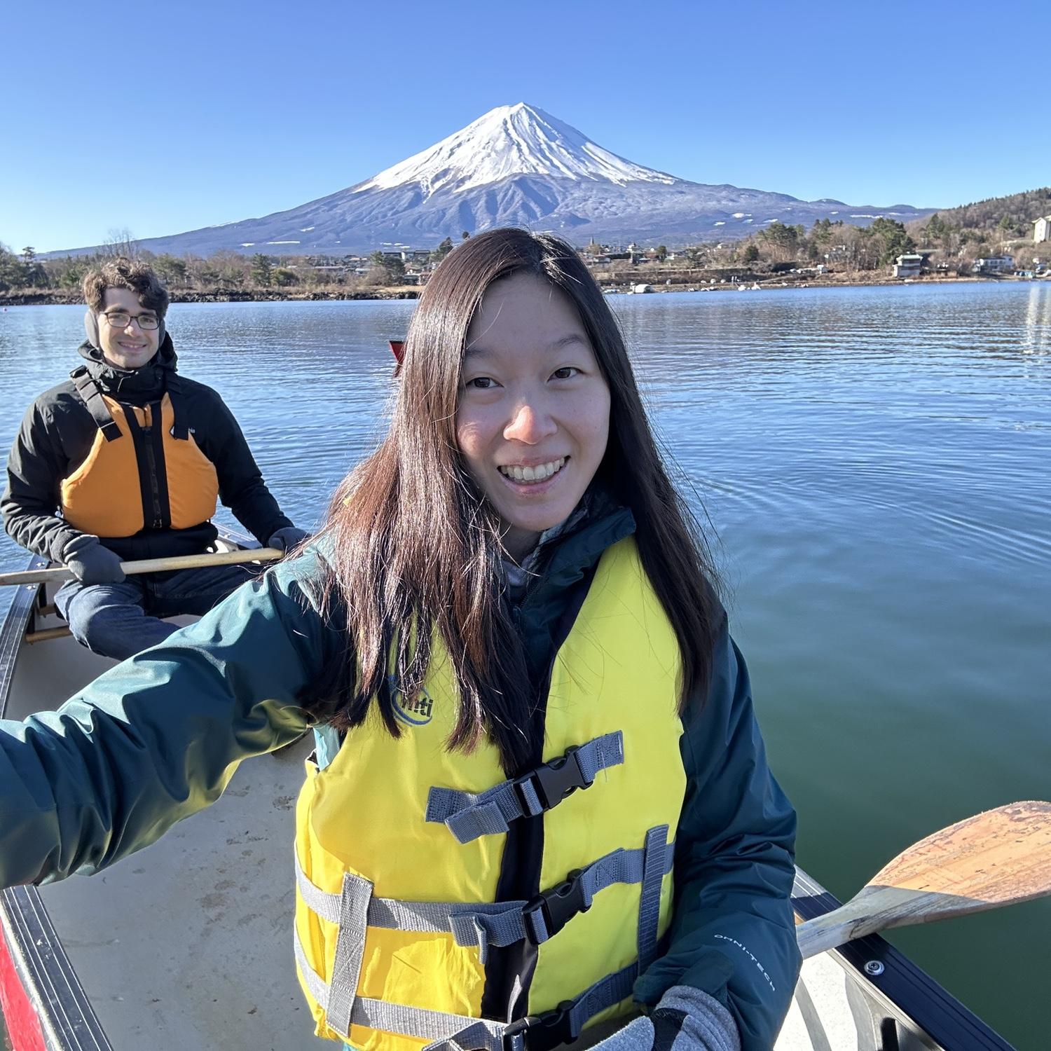 Even better — kayaking with Fuji-san right behind us!