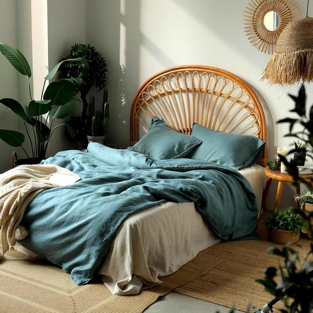 XZ XIFA Blue Linen Duvet Cover Queen, 100% Washed French Flax Linen Bedding with Zipper Closure, Cooling for Hot Sleepers, Textured Bed Sets - 1 Duvet Cover and 2 Pillowcases.