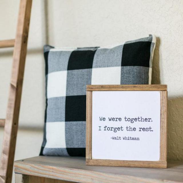 We Were Together, I Forget the Rest (Walt Whitman) // 10" x 10" Framed Wood Sign - Love, Wedding, Marriage, Gift, Poetry, Quote, Love, Book