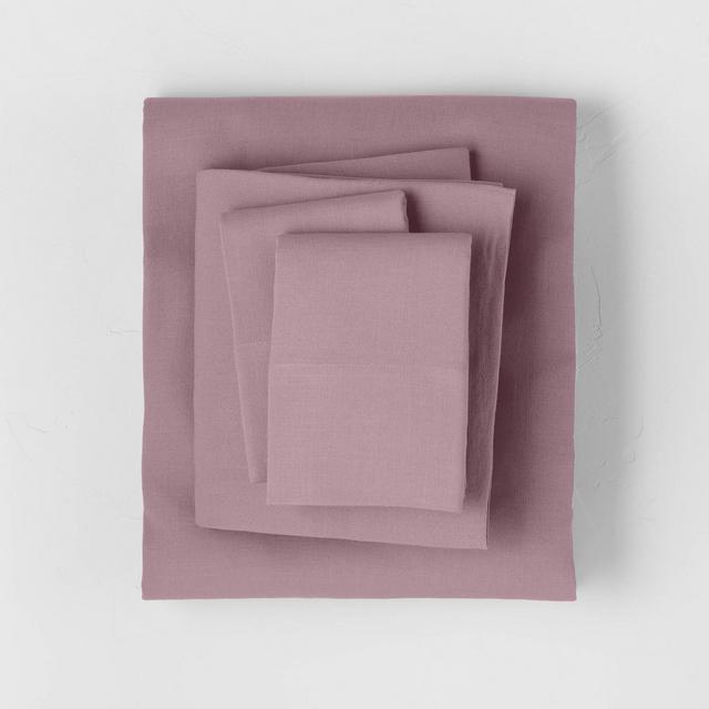 Full Linen Blend Sheet Set Mauve - Casaluna™