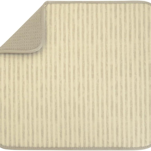S&T INC. Dish Drying Mat, 16” x 18”, Absorbent Microfiber Kitchen Counter Mat, Dish Drying Pad for Dishes, Utensils, Pots and Pans, Large, Cream Distressed Lines