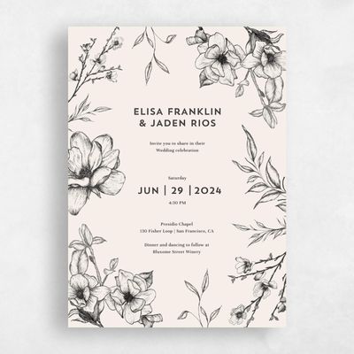 Beige Greenery Wedding Invitation - Birkenfeld Bloom