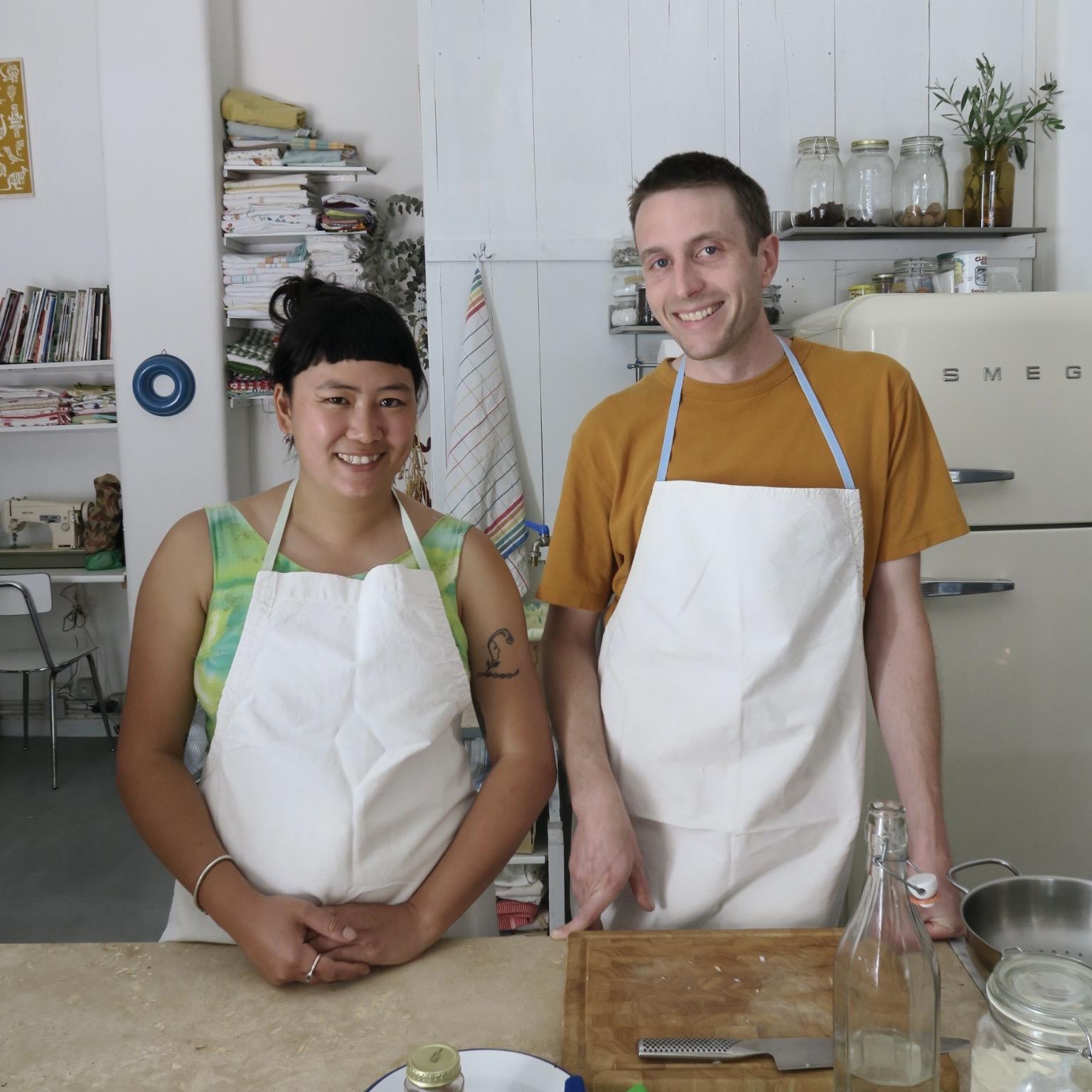 Taking a cooking class in Rome in 2024, a gift from Elena's sister Dara for her 30th birthday!
