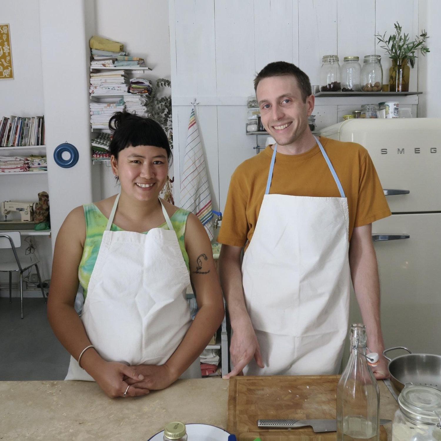 Taking a cooking class in Rome in 2024, a gift from Elena's sister Dara for her 30th birthday!
